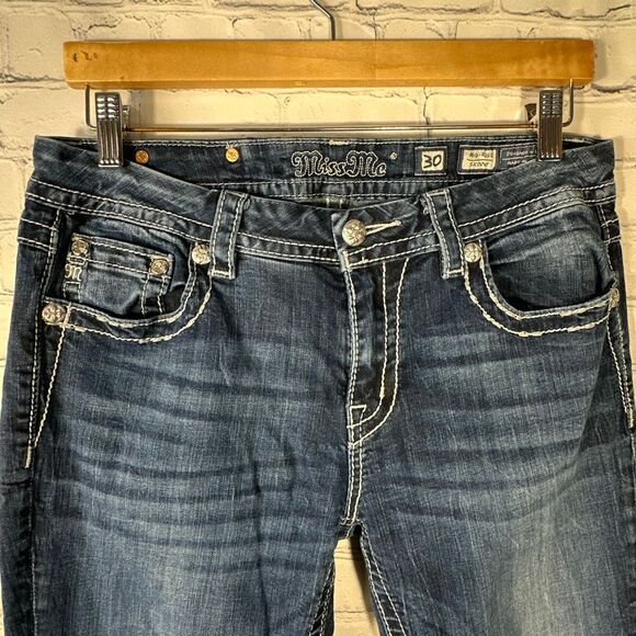 Miss Me Women’s Jeans size 30 Mid Rise Skinny Embellished Denim Pockets ME8545SR - Picture 6 of 12